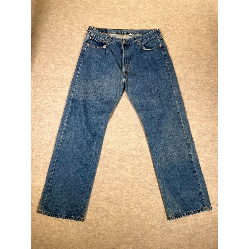 Levis 501 Original‎ Fit Jeans Mens 36x30 Blue Straight Leg Mid Rise Denim Cotton